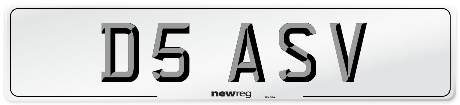 D5 ASV Number Plate from New Reg